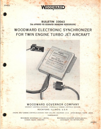 Synchronizer for turbo jet engines.  Bulletin 33062.